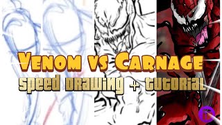 Drawing With Token- Venom & Carnage Speed Drawing | Clip Studio Paint Tutorial | Wacom Cintiq