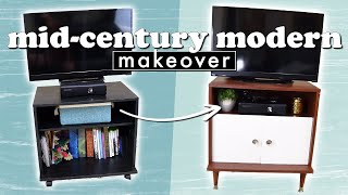 DIY MID-CENTURY MODERN WALMART TV CONSOLE MAKEOVER || Actually Alli