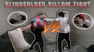 BLINDFOLDED PILLOW FIGHT/CHALLENGE SOMEONE GOT KNOCKED OUT!!! PT1