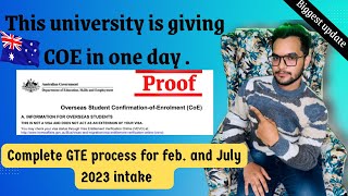 Admission process of Australian university in feb. & July 2023 | Complete GTE process explained 🇦🇺