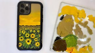 Sunflower field acrylic painting | drawing for phone case | easy paint