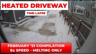 Heated Driveway Melting Snow Time Lapse All of February 2021 at 8x Speed! - Episode 68 [3-1-2021]