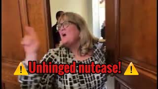 RI Representative Kathleen Fogarty TAUNTS pro 2a crowd then hides behind locked door!