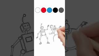 Human vs. Robot: The Dance Battle of the Century! 🤖🕺 #shorts #paint #pencilart