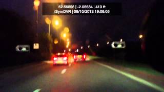 White car undertakes twice