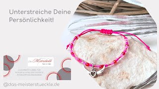 zartes Perlenarmband Flügel pink Geschenk Freundin