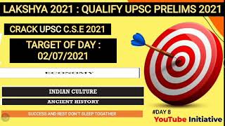 Lakshya 2021 | Day 8 | DAILY TARGETS FOR UPSC ASPIRANTS | QUALIFY PRELIMS IN 70 DAYS | UPSC CSE/IAS|