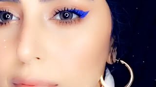 Glowy Fresh skin with blue eyeliner 💙🦋 ايلاينر ازرق + حواحب شعره شعره و بشره مشرقه ونضره