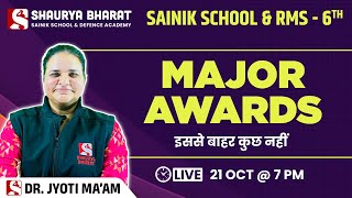 Major Awards - Youtube Special GK Class 6th By Jyoti Ma'am || Shaurya Bharat Sainik School