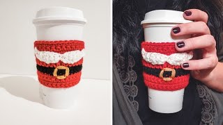 Crochet Santa Mustache Cozy (Christmas Crochet | Cup Cozy | Mug Cozy | Coffee Sleeve)