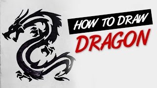 How to draw dragon tribal tattoo design #3