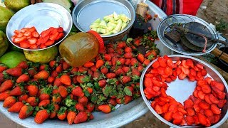 Roadside street food strawberry vorta, How to make masala mix strawberry vorta, Street food bd