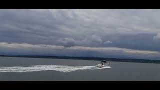 Boat in pacific ocean  .