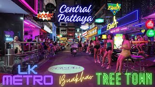 [4K] Central Pattaya Night Life LK Metro Soi Buakhao Tree Town Candid Walks August 2024 Thailand