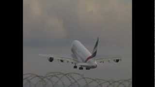 Emirates Airbus A380 Taking Off Manchester RIngway Airport A6-EED FIRST VISIT 12/01/13