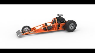 3D printable Rear engine old school three-wheeled dragster Scale 1:25 3D model view