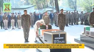 Lieutenant Governor Shri Manoj Sinha laid wreath and paid homage to Rfn Jeevan Singh,