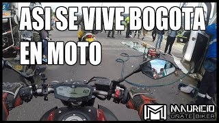 ASÍ SE VIVE BOGOTA EN MOTO - VELOCIDAD, TRAFICO, CHOQUES,  TRANSMILENIO, LLUVIA Y POLICIA