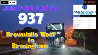 🚌🌧️ Route 937 from Brownhills West to Birmingham: A Midlands Journey | Rainy Arrival🚍