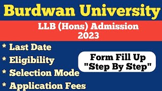 Burdwan University LLB Admission 2023 Official Notice: 3 Year Law Course in West Bengal BU: Apply