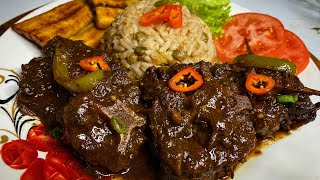 Stewed Oxtail, Rice & Peas, Sweet Plantains (full meal recipe) Sunday’s Dinner