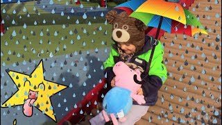 Peppa Pig and Misha and the Bear  playing on outdoor playground, Songs Family, Fun with Jumping!