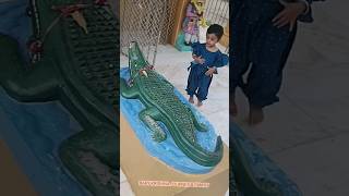 baby scared for showing  🐊 statue crocodile is Khodiyar Mataji's vehicle