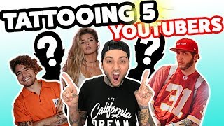 Tattooing 5 YouTubers In 1 Day!! (ft. Alissa Violet, Jc Caylen Faze Banks + More!!)