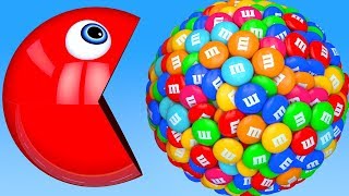 Learn Colors with PACMAN and Farm 3D M&M Chocolate for Kid Children