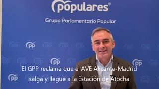 El GPP pide en Les Corts que los AVE Alicante-Madrid tengan llegada y salida a la Estación de Atocha