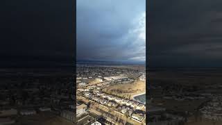 Calm before the storm, Lethbridge Alberta city drone views