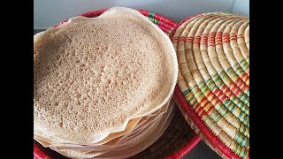 Injera recipe Ethiopian cusinevእንጀራ በ3 እይነት ዱቄቶች  Injera-Rezept