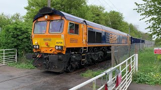 GB Railfreight euro-shed class 66, 66795 departing Barrington Cemex - 04/05/22