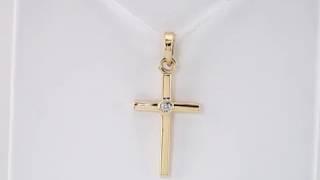 14K Yellow Gold Diamond Cross Pendant