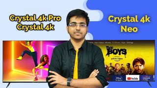 Samsung Crystal 4k Neo VS Samsung Crystal 4k Pro VS Samsung Crystal 4k Smart TV Comparison In Hindi