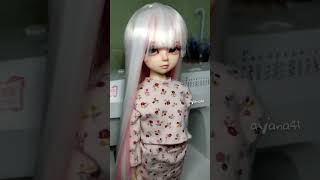 handmade bjd doll wig 2tone white pink