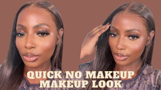 10 MINUTES NO MAKEUP MAKEUP LOOK GRWM FT WOWAFRICAN GLUELESS INSTALL