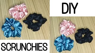 DIY Satin Silk Scrunchies🌸 How to make rubber band. DIY ruffle hair bands