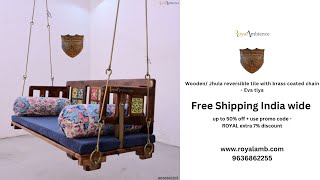 Wooden/ Jhula reversible tile with brass coated chain - Eva tiya