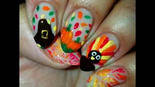 Freehand Thanksgiving Nail Designs