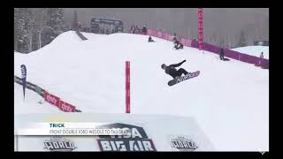 1st place womens big air Laurie Blouin frontside double cork 1080  World Champs Apsen 2021,