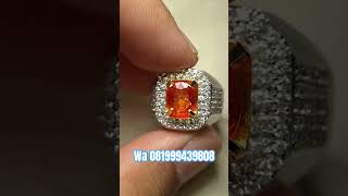 Natural orange sapphire songea memo sky lab ring perak / gemstone / batu permata / jewelry