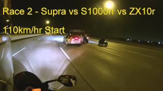 1400hp Supra vs Bikes - S1000rr - ZX10r - Highway Pull