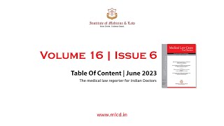 Table of Contents - June '23 | Medical Law Cases - For Doctors | Medical Law Reporter