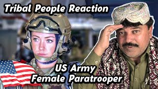 Tribal People React To Female USA Paratroopers Jump from Aircraft, Female Airborne Operations