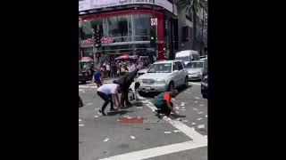 Money Shower: Dude Out Here Throwing Stacks Out In The Middle Of LA Traffic!