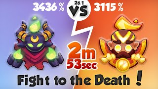 Fight to the Death! CULTIST (3436%) vs Monk (3115%) 2m 53s | PVP Rush Royale