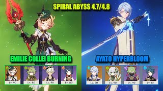 Emilie Collei Burning & Ayato Hyperbloom | Spiral Abyss 4.7/4.8 | Genshin Impact