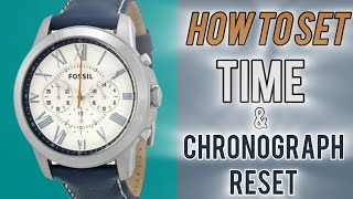 FOSSIL FS4925 How To Set TIME and CHRONOGRAPH HANDS (reset) Alignment Adjusting