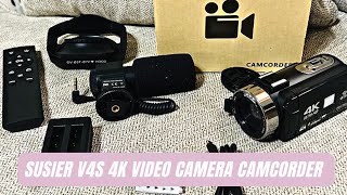 SuSier V4S 4K Video Camera Camcorder 48MP 18X HD Review & Test | Vlogging Camera with Microphone